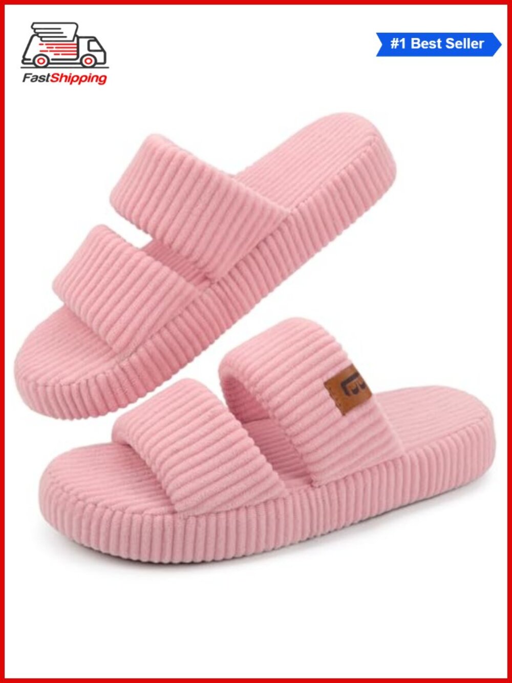✨LongBay Memory Foam Open Toe Corduroy Slide Slippers for Women